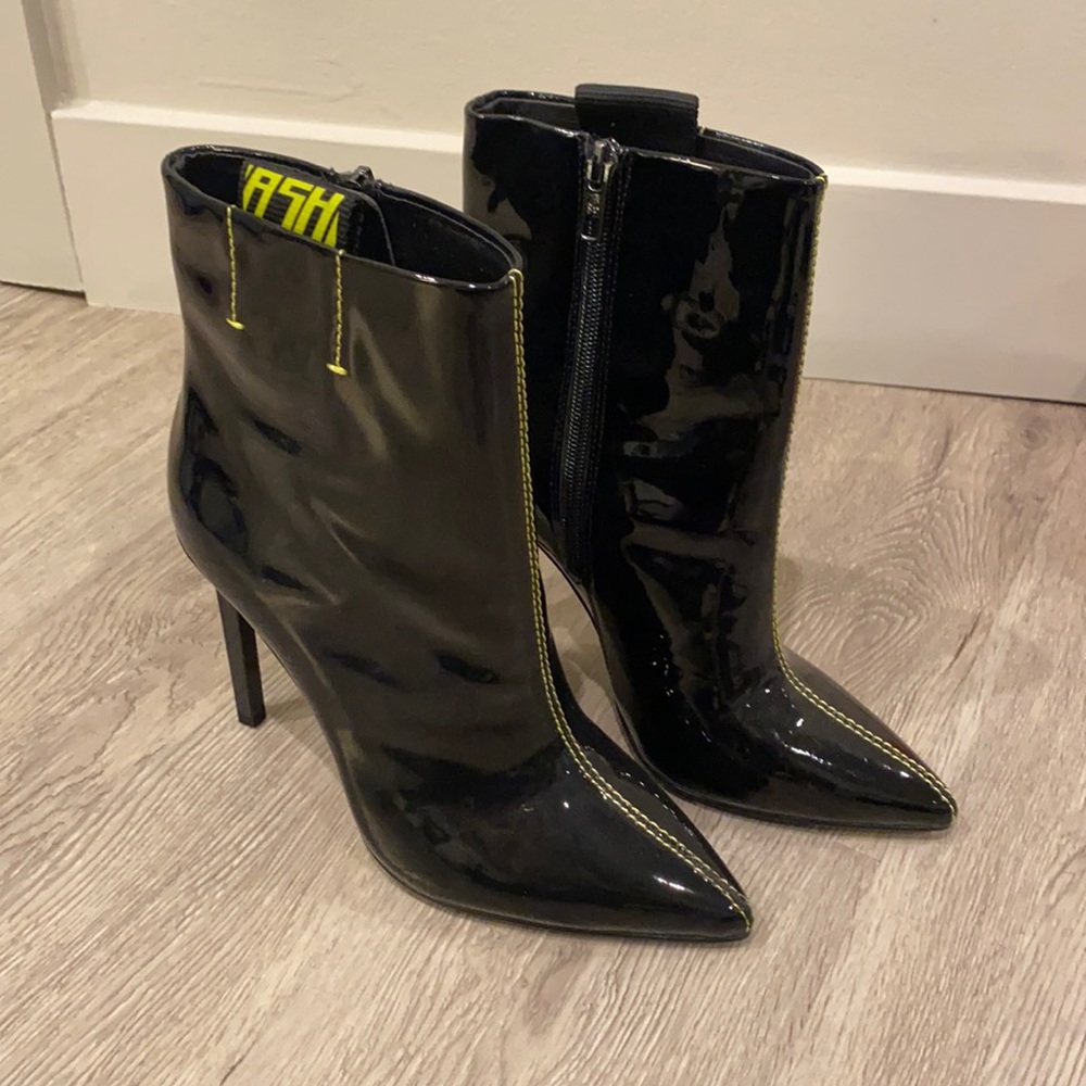 Black Patent Leather Booties